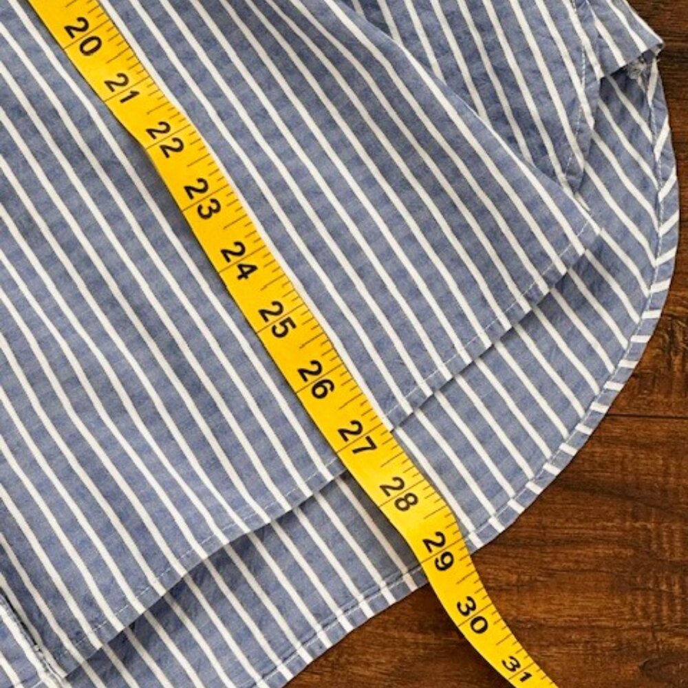 Caffé Marrakesh Blue White Striped Linen Blend Button Down Shirt Large - Picture 12 of 12